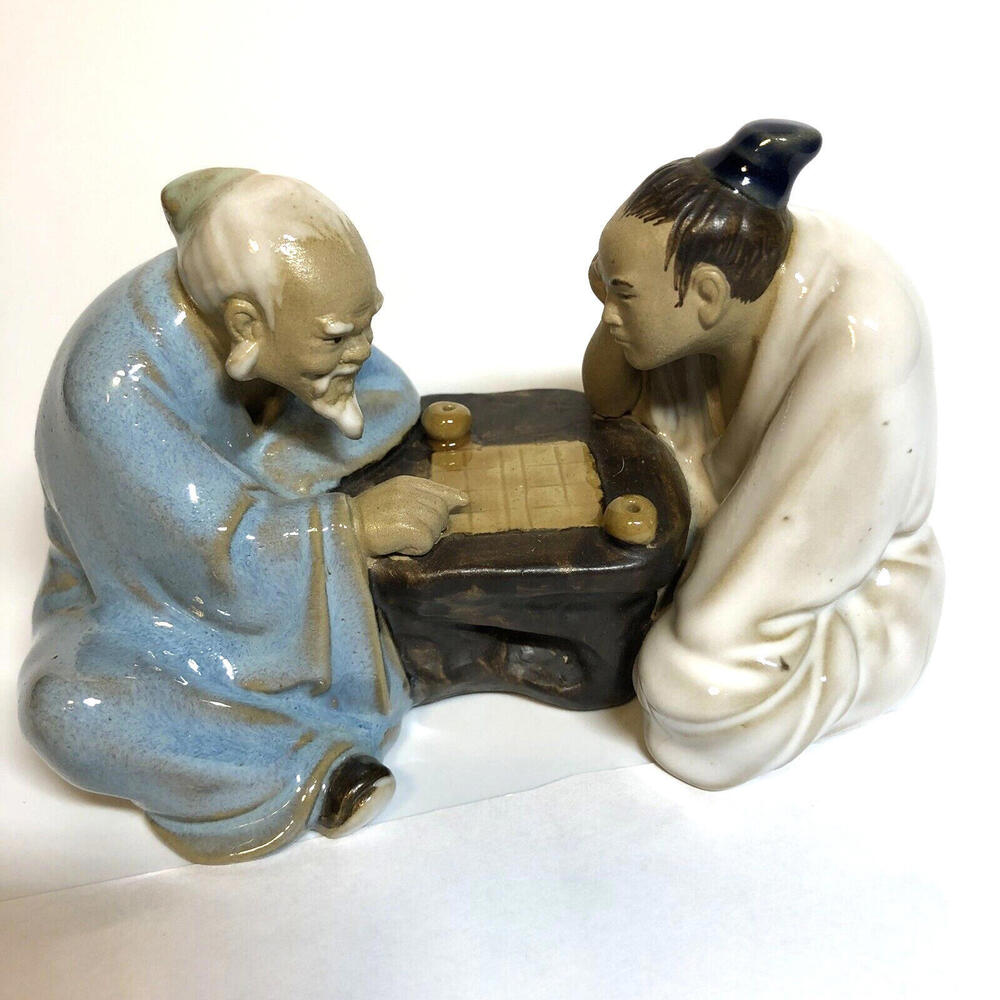 Shiwan Pottery Asian Art Mudman Playing Game Figurines Chinese Statue